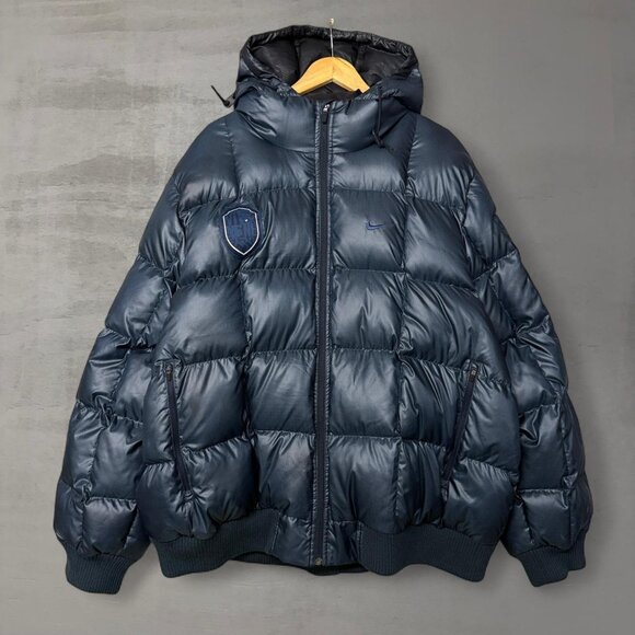Vintage Lebron James Nike Blue Zip Up Goose Down 550 Puffer Jacket 3XL - Picture 1 of 8